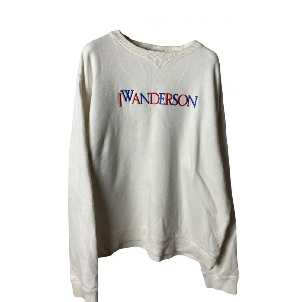 JW Anderson Embroidered Logo Crewneck Sweatshirt Cream Large Designer
